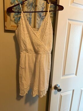 Papaya White Eyelet Wrap-Style Romper
